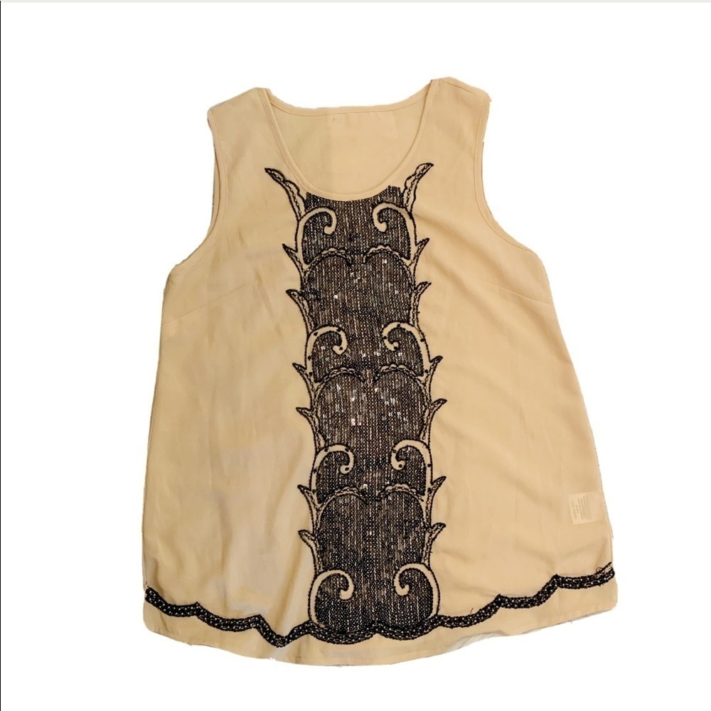 🛍Sequin Pattern Semi Sheer Nude Sleeveless Blouse